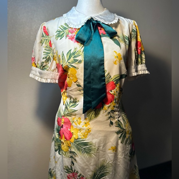 Babydoll Dress Floral  Collared dress tropical  sexy babydoll dress woman size m - Picture 5 of 9